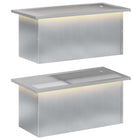 Plantenbak met led 2 stuks zilver 30x60x30 cm