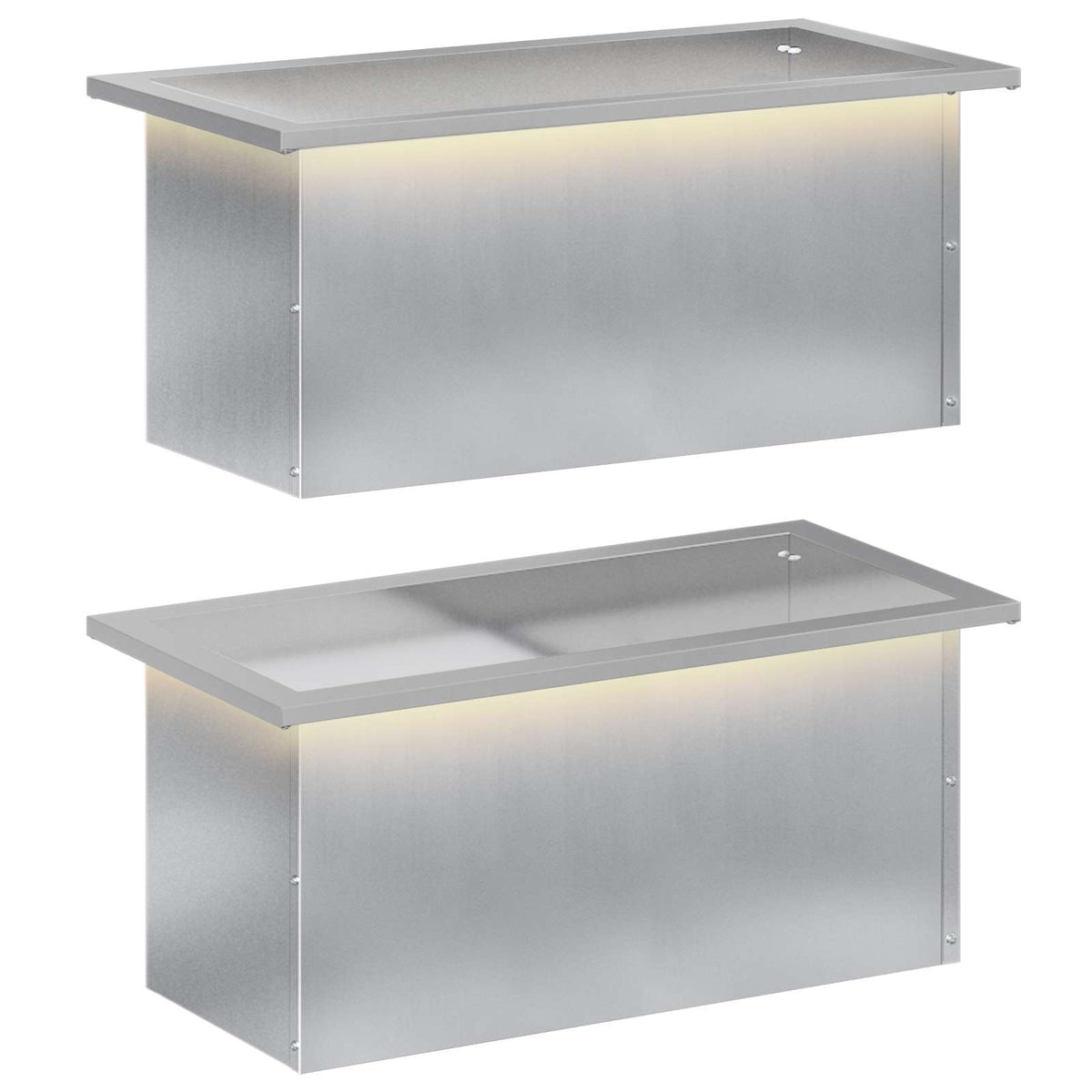 Plantenbak met led 2 st zilver 30 x 60 x 30 cm