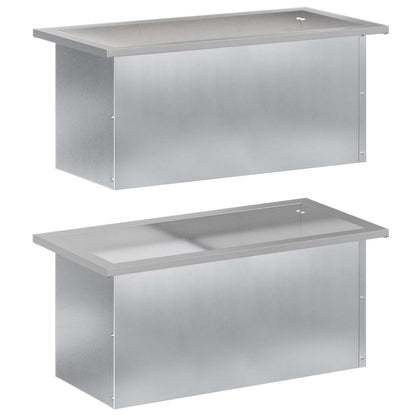 Plantenbak met led 2 st zilver 30 x 60 x 30 cm