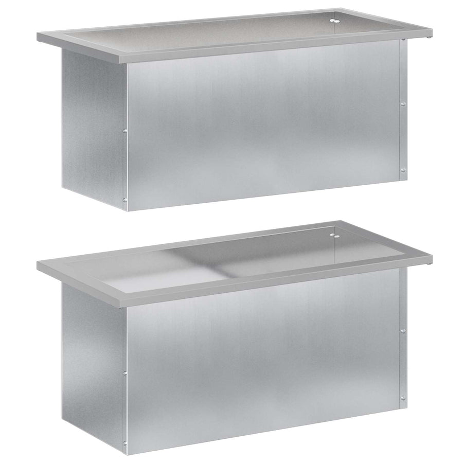 Plantenbak met led 2 st zilver 30 x 60 x 30 cm