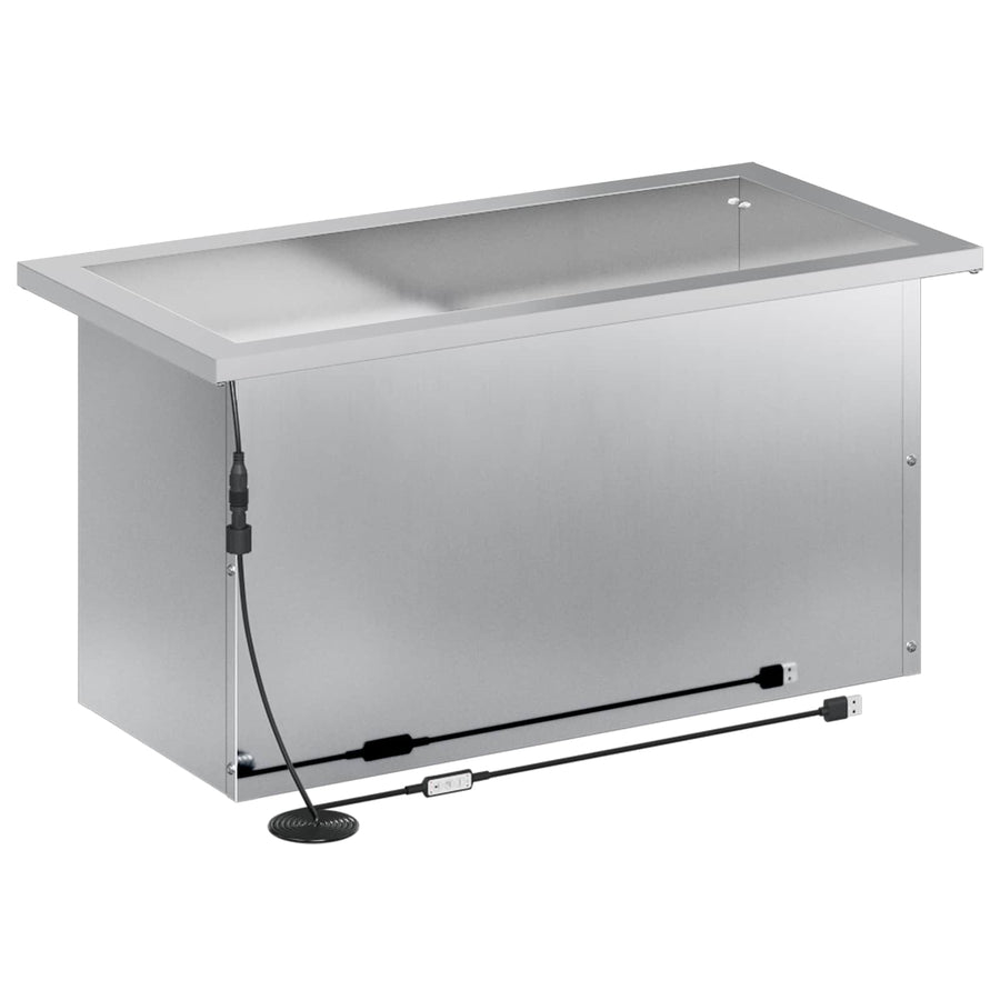 Plantenbak met led 2 st zilver 30 x 60 x 30 cm