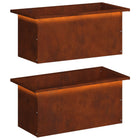 Plantenbak staal roestkleurig met led 2 st 60x30x30 cm