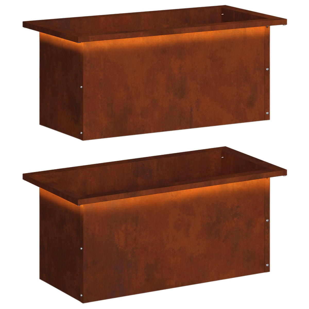 Plantenbak met led 2 st Roestkleurig 30 x 60 x 30 cm