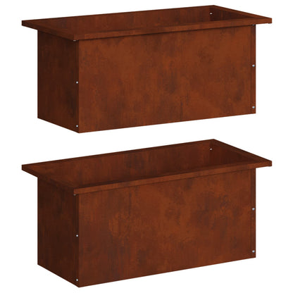 Plantenbak met led 2 st Roestkleurig 30 x 60 x 30 cm