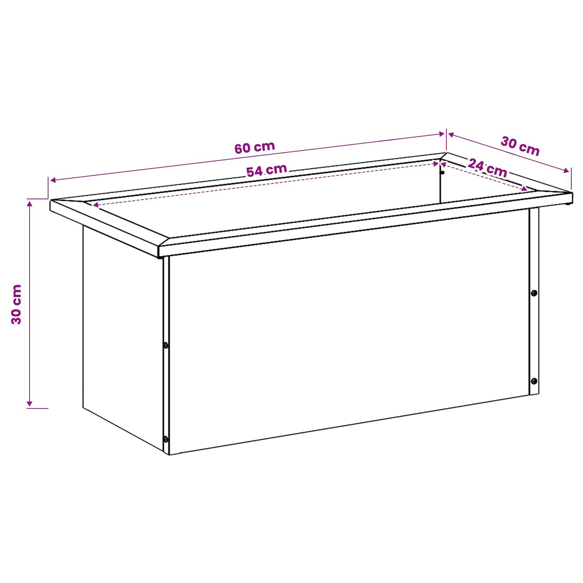 Plantenbak met led 2 st Roestkleurig 30 x 60 x 30 cm