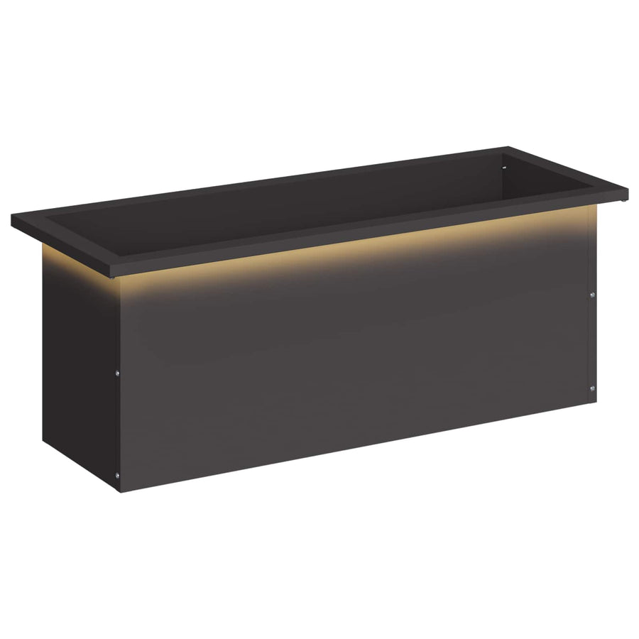 Plantenbak met led Zwart 30 x 80 x 30 cm Staal