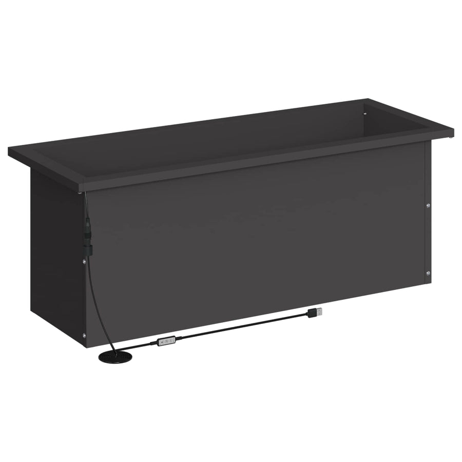 Plantenbak met led Zwart 30 x 80 x 30 cm Staal