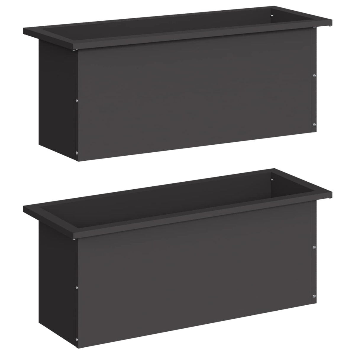 Plantenbak met led 2 st Zwart 30 x 80 x 30 cm Staal