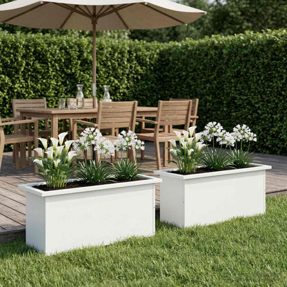 Plantenbak met led 2 st Wit 30 x 80 x 30 cm Staal