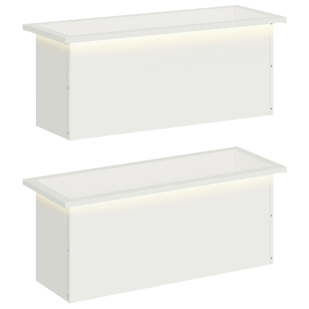 Plantenbak met led 2 st Wit 30 x 80 x 30 cm Staal