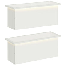 Plantenbak met led 2 st Wit 30 x 80 x 30 cm Staal