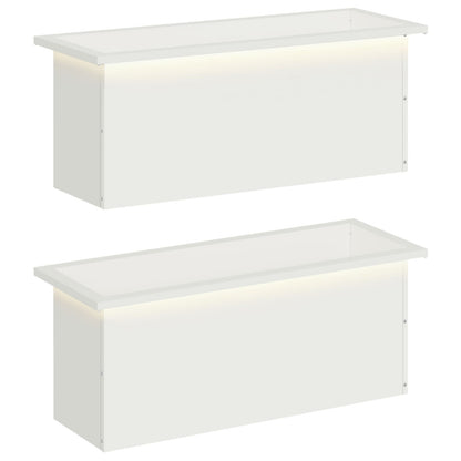 Plantenbak met led 2 st Wit 30 x 80 x 30 cm Staal