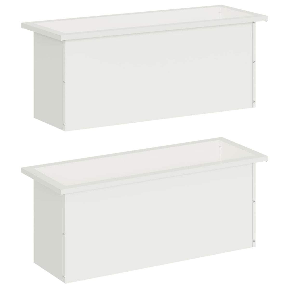 Plantenbak met led 2 st Wit 30 x 80 x 30 cm Staal