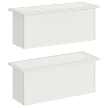 Plantenbak met led 2 st Wit 30 x 80 x 30 cm Staal