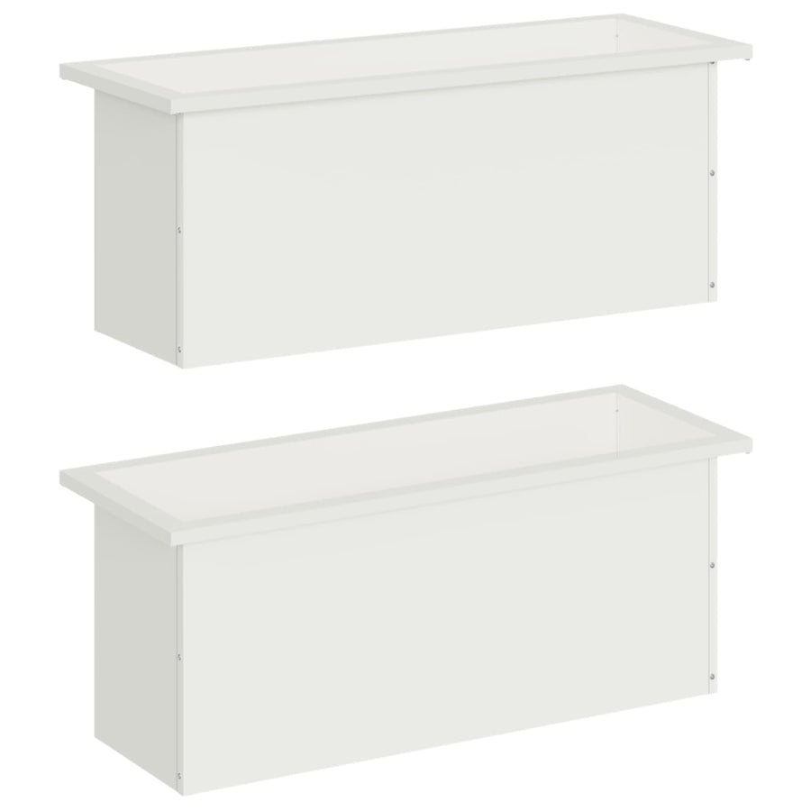 Plantenbak met led 2 st Wit 30 x 80 x 30 cm Staal