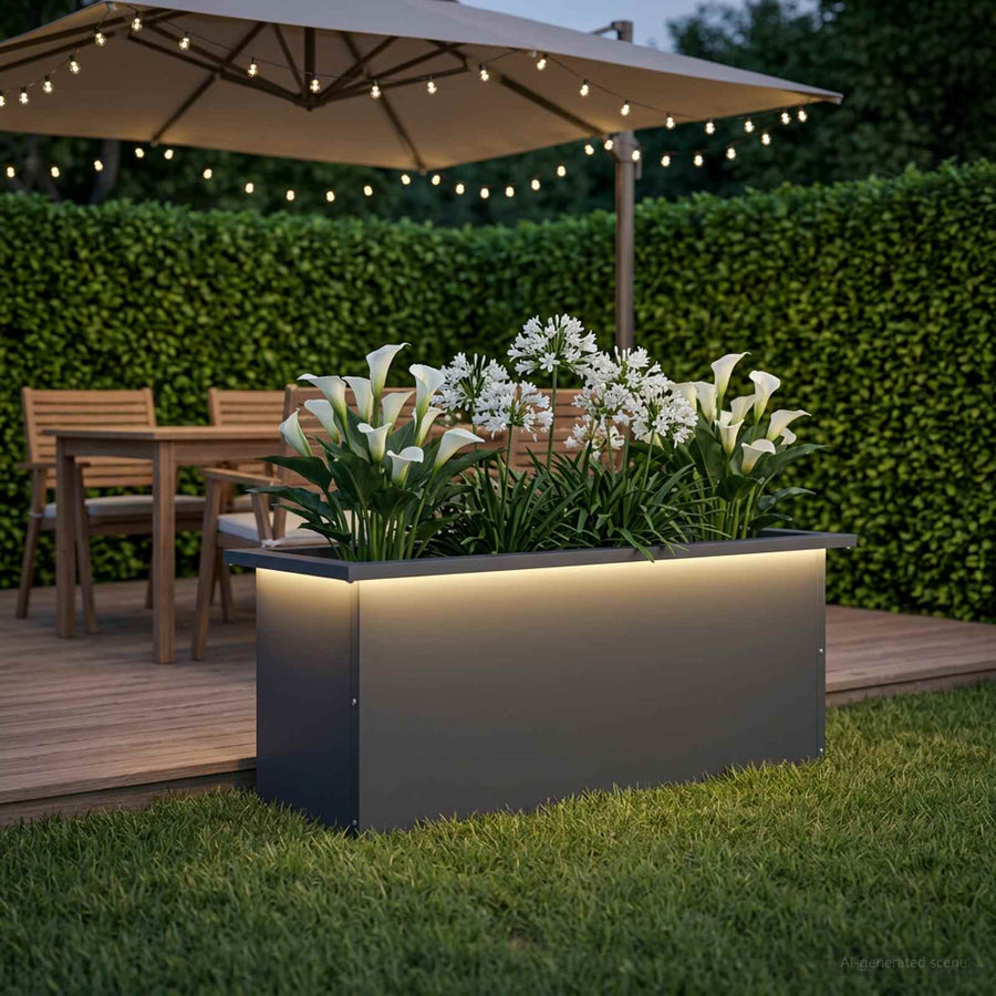 Plantenbak met led Antraciet 30 x 80 x 30 cm Staal