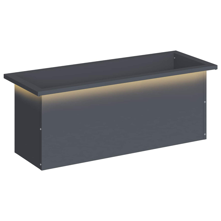 Plantenbak met led Antraciet 30 x 80 x 30 cm Staal