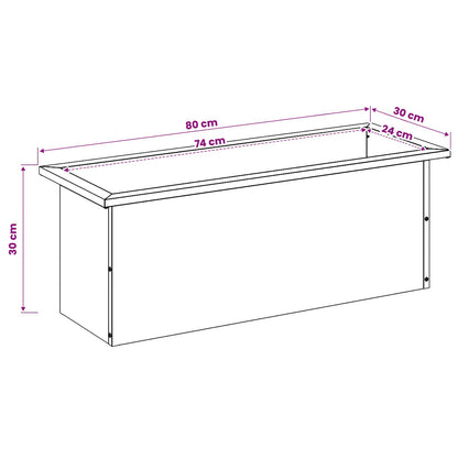 Plantenbak met led Antraciet 30 x 80 x 30 cm Staal