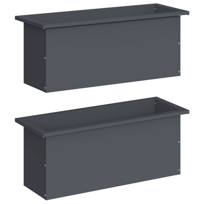 Plantenbak met led 2 st Antraciet 30 x 80 x 30 cm Staal