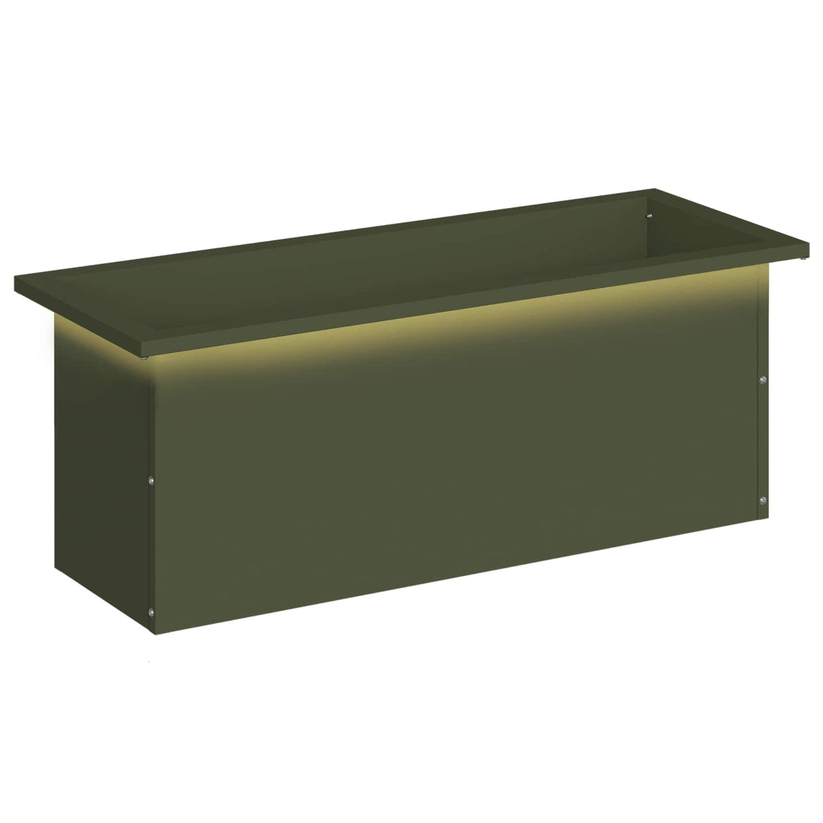 Plantenbak met led Olijfgroen 30 x 80 x 30 cm Staal