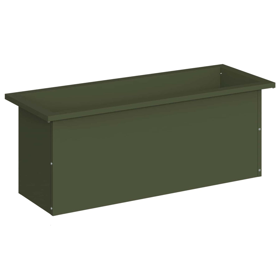 Plantenbak met led Olijfgroen 30 x 80 x 30 cm Staal