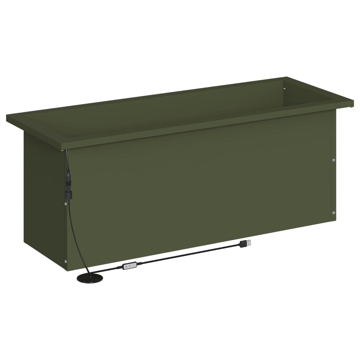 Plantenbak met led Olijfgroen 30 x 80 x 30 cm Staal