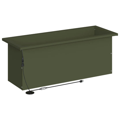 Plantenbak met led Olijfgroen 30 x 80 x 30 cm Staal