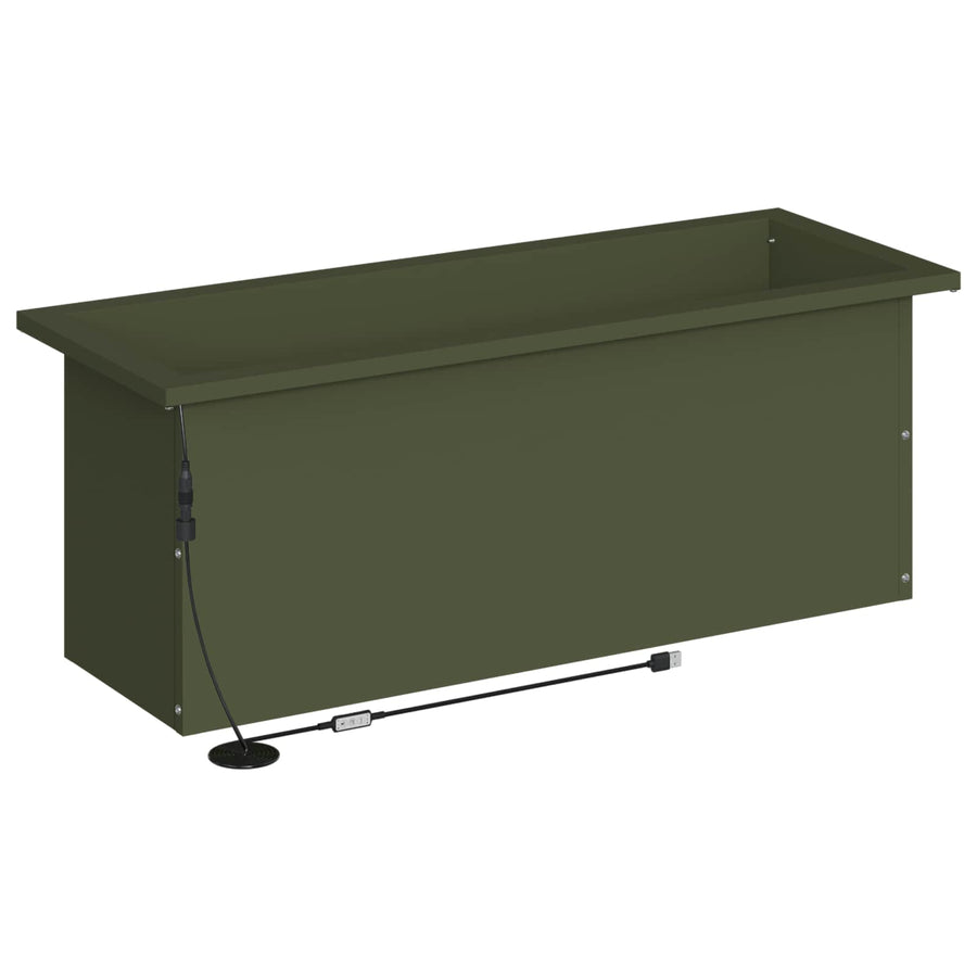 Plantenbak met led Olijfgroen 30 x 80 x 30 cm Staal