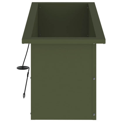 Plantenbak met led Olijfgroen 30 x 80 x 30 cm Staal
