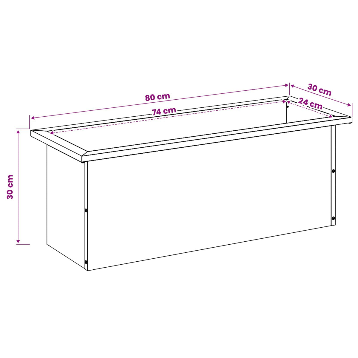 Plantenbak met led Olijfgroen 30 x 80 x 30 cm Staal