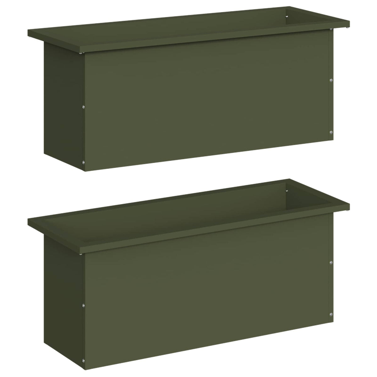 Plantenbak met led 2 st Olijfgroen 30 x 80 x 30 cm Staal