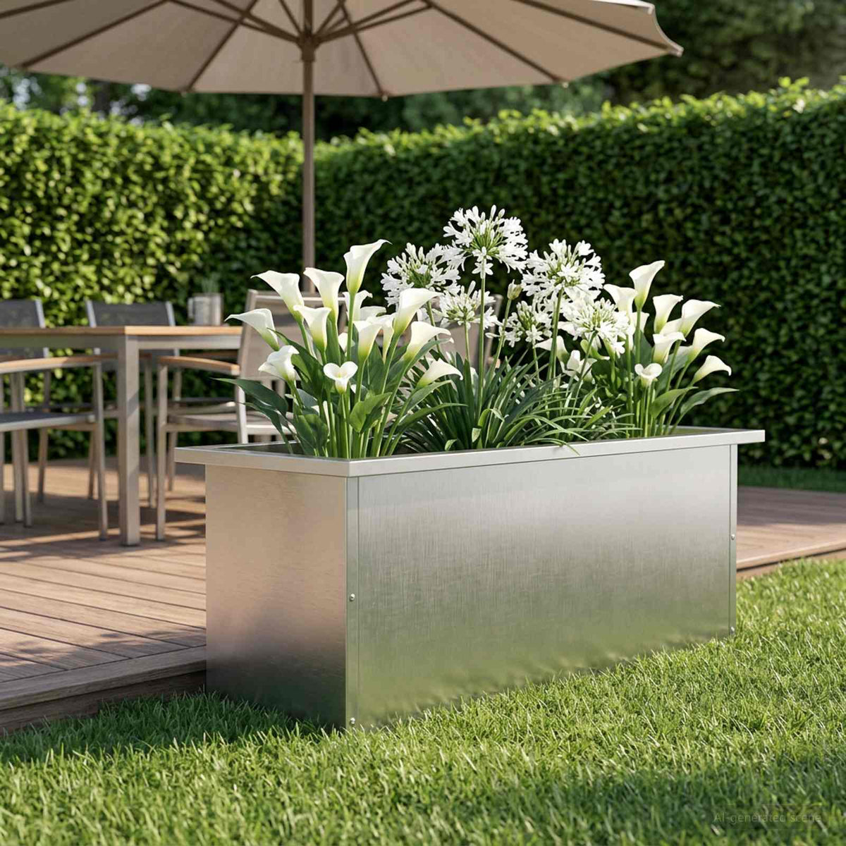Plantenbak met led zilver 30 x 80 x 30 cm Roestvrij staal