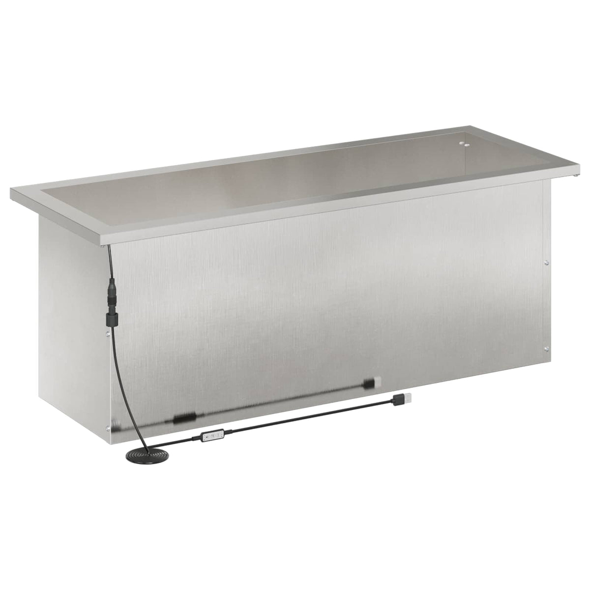 Plantenbak met led zilver 30 x 80 x 30 cm Roestvrij staal
