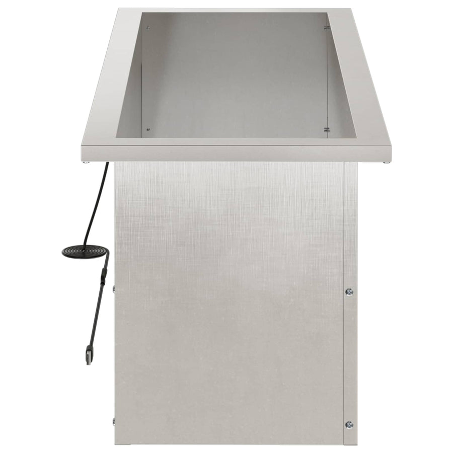 Plantenbak met led zilver 30 x 80 x 30 cm Roestvrij staal