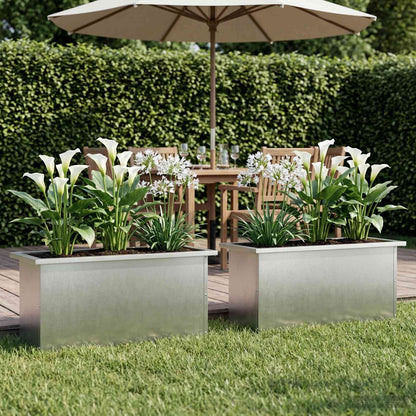 Plantenbak met led 2 st zilver 30 x 80 x 30 cm Roestvrij staal