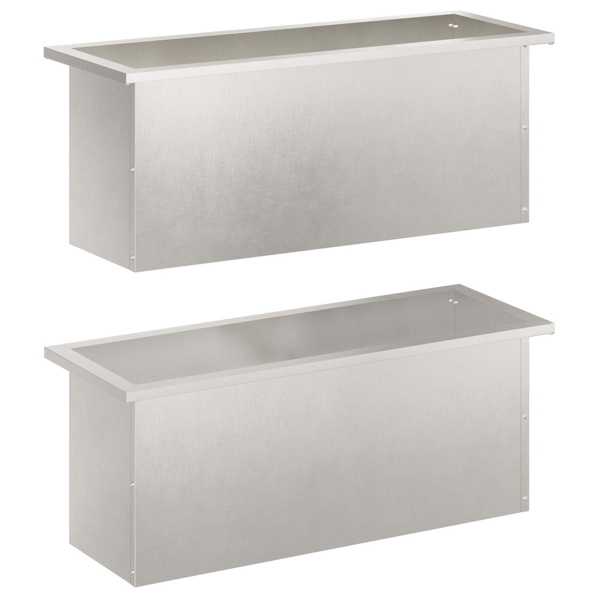 Plantenbak met led 2 st zilver 30 x 80 x 30 cm Roestvrij staal