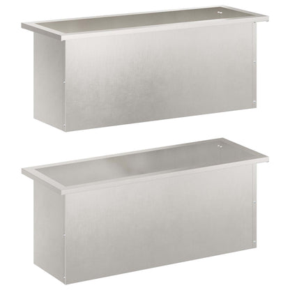 Plantenbak met led 2 st zilver 30 x 80 x 30 cm Roestvrij staal