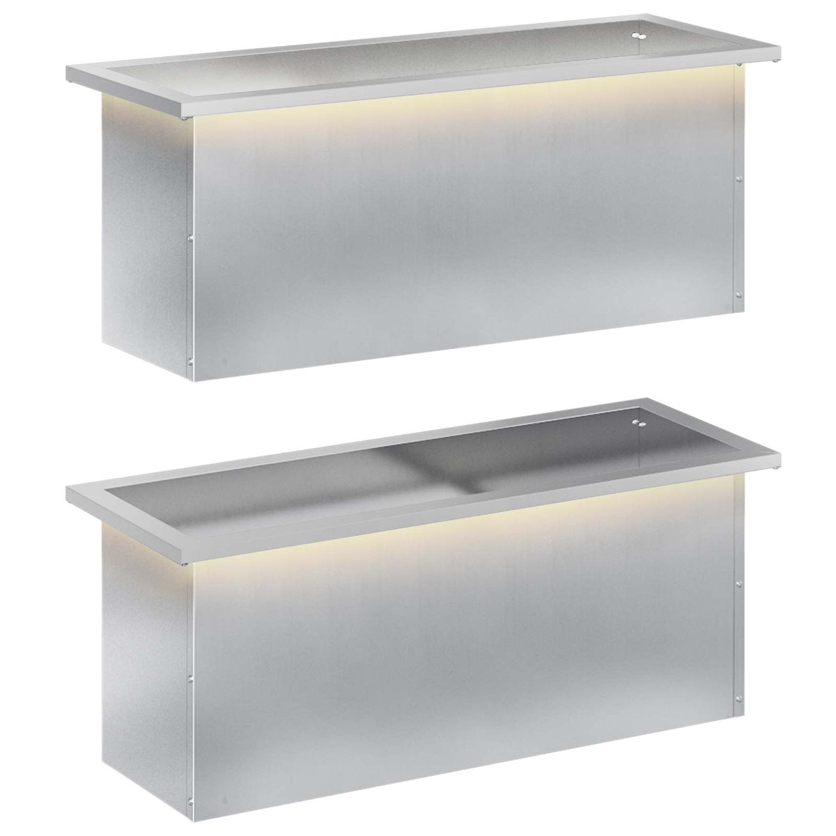 Plantenbak met led 2 st zilver 30 x 80 x 30 cm