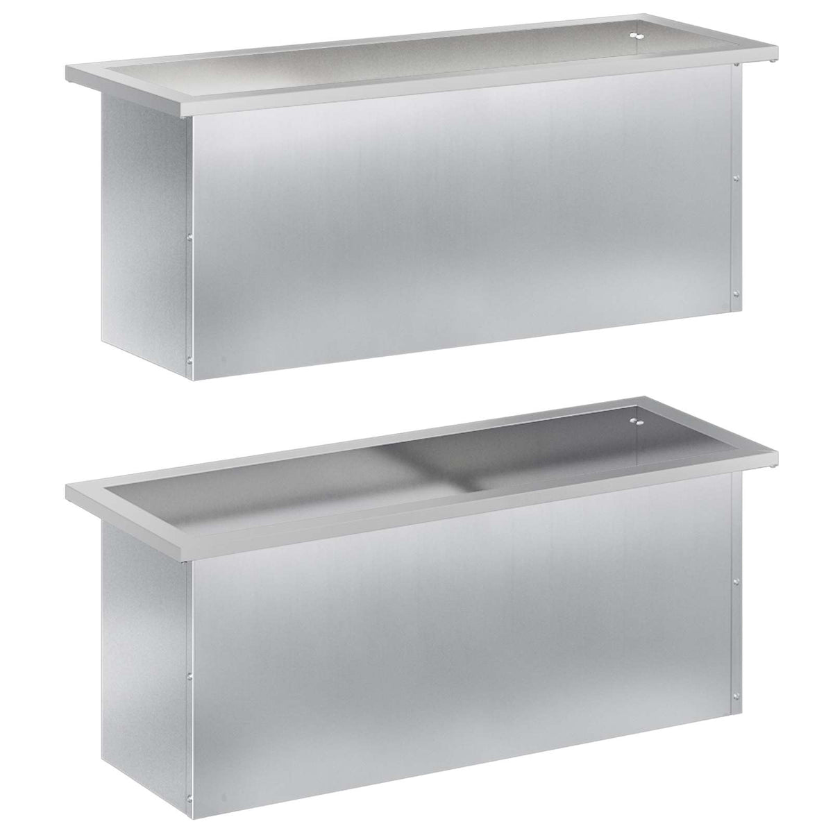 Plantenbak met led 2 st zilver 30 x 80 x 30 cm