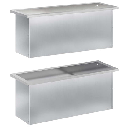 Plantenbak met led 2 st zilver 30 x 80 x 30 cm
