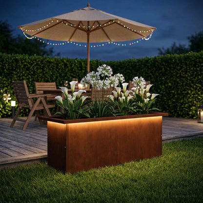 Plantenbak met led Roestkleurig 30 x 80 x 30 cm weervast staal
