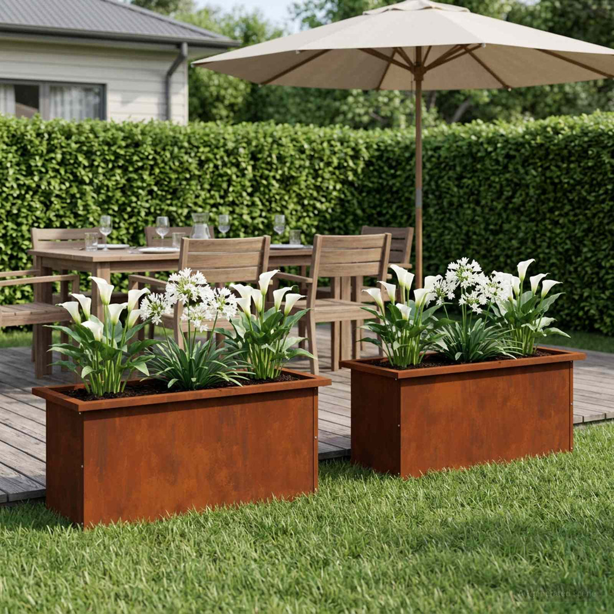 Plantenbak met led 2 st Roestkleurig 30 x 80 x 30 cm