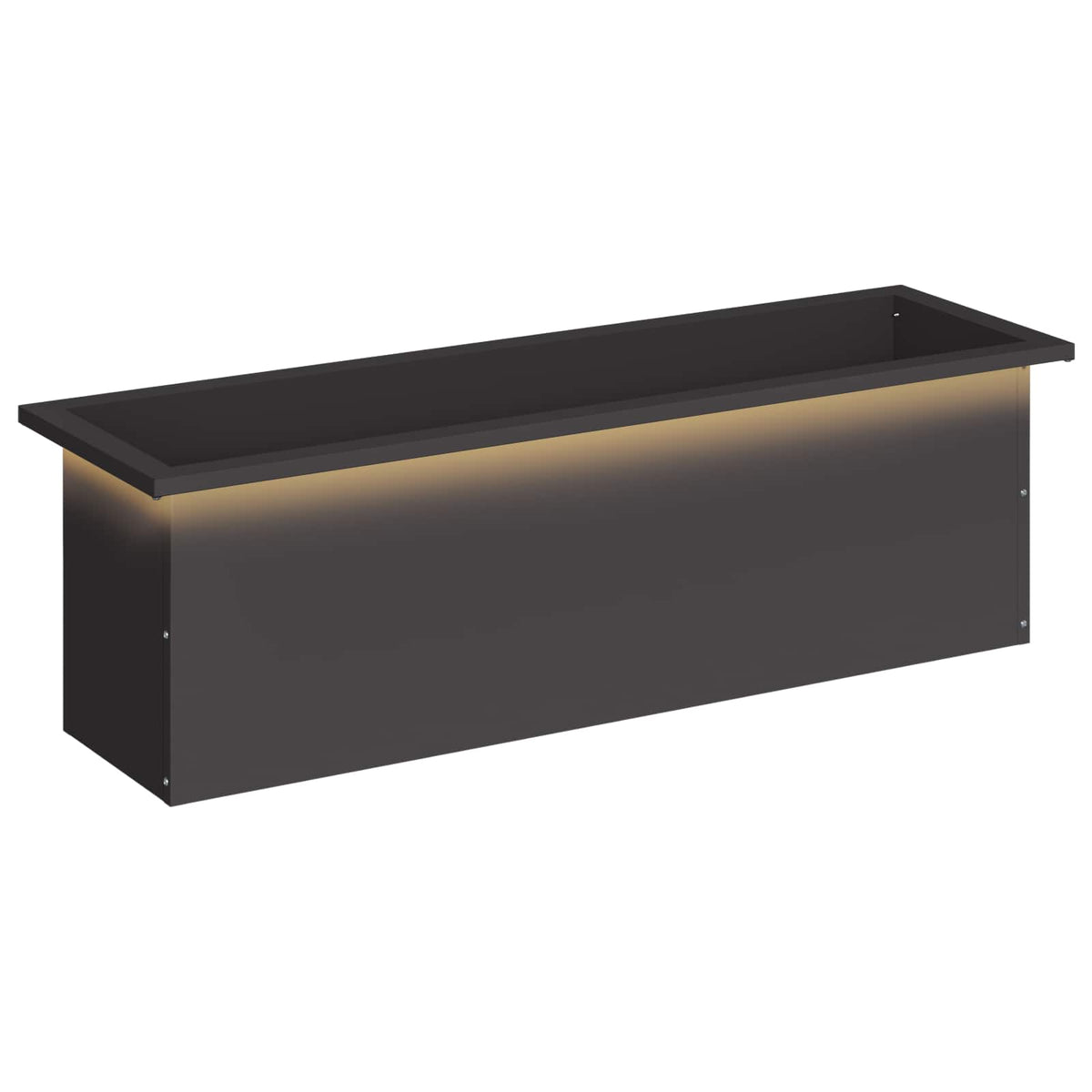 Plantenbak met led Zwart 30 x 100 x 30 cm Staal