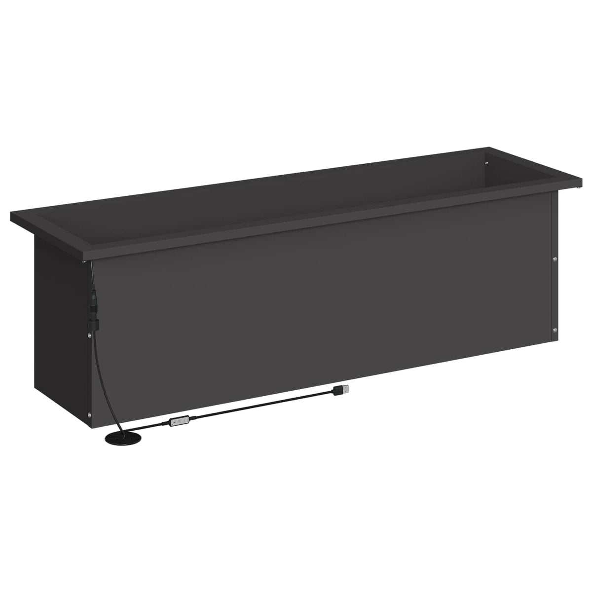 Plantenbak met led 2 st Zwart 30 x 100 x 30 cm Staal