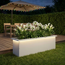 Plantenbak met led Wit 30 x 100 x 30 cm Staal