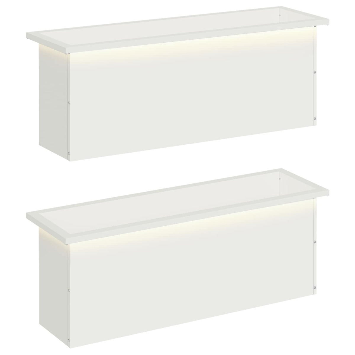 Plantenbak met led 2 st Wit 30 x 100 x 30 cm Staal