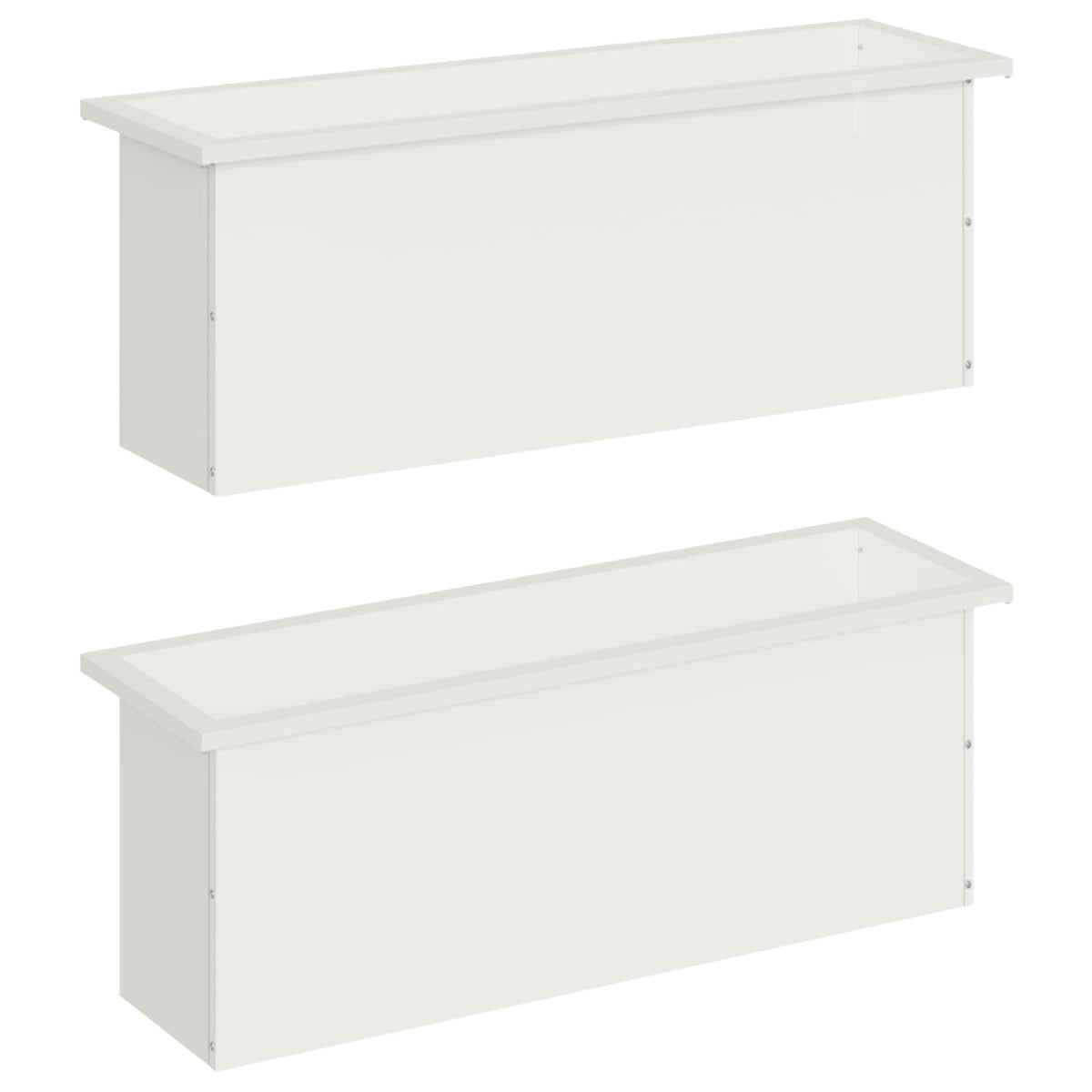 Plantenbak met led 2 st Wit 30 x 100 x 30 cm Staal