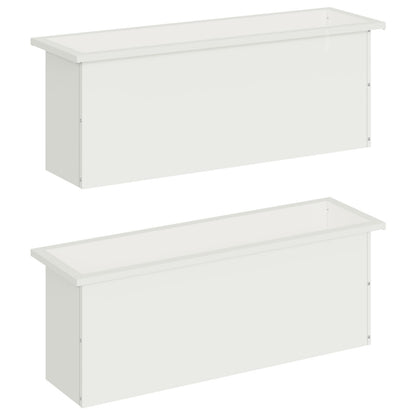 Plantenbak met led 2 st Wit 30 x 100 x 30 cm Staal