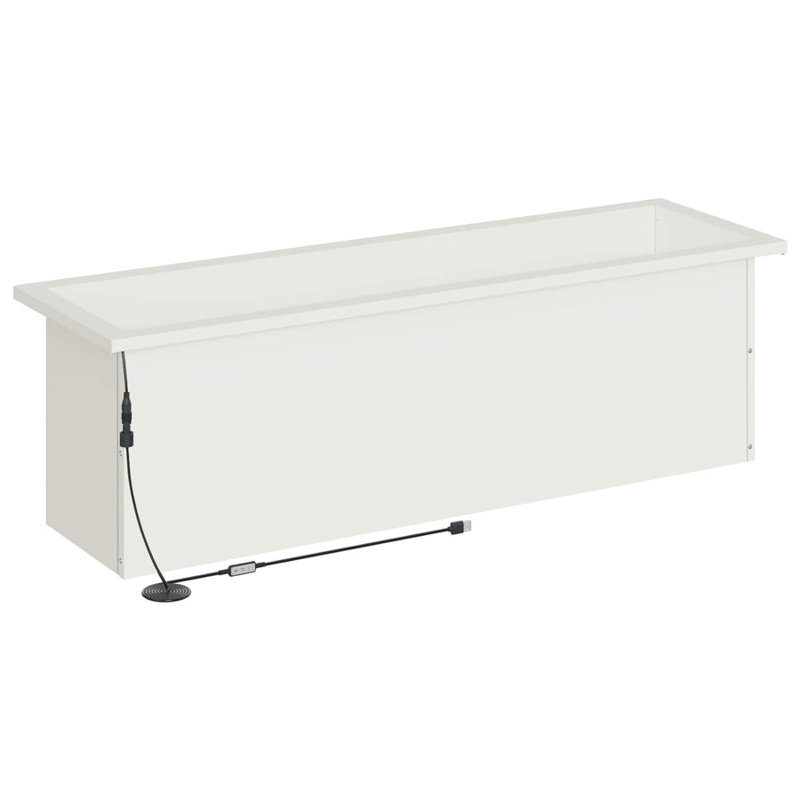 Plantenbak met led 2 st Wit 30 x 100 x 30 cm Staal