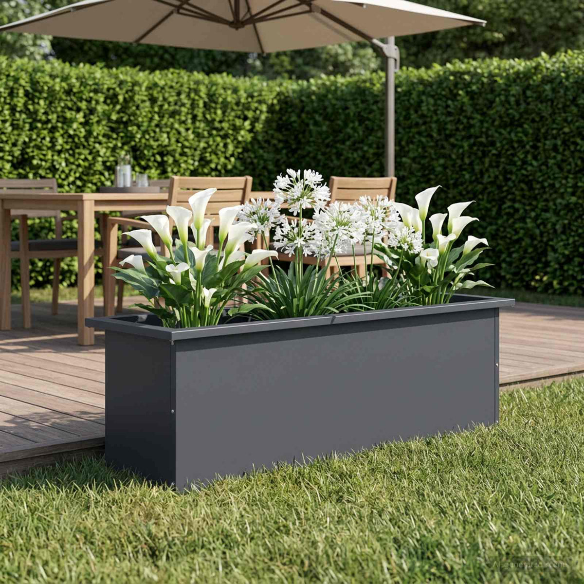 Plantenbak met led Antraciet 30 x 100 x 30 cm Staal